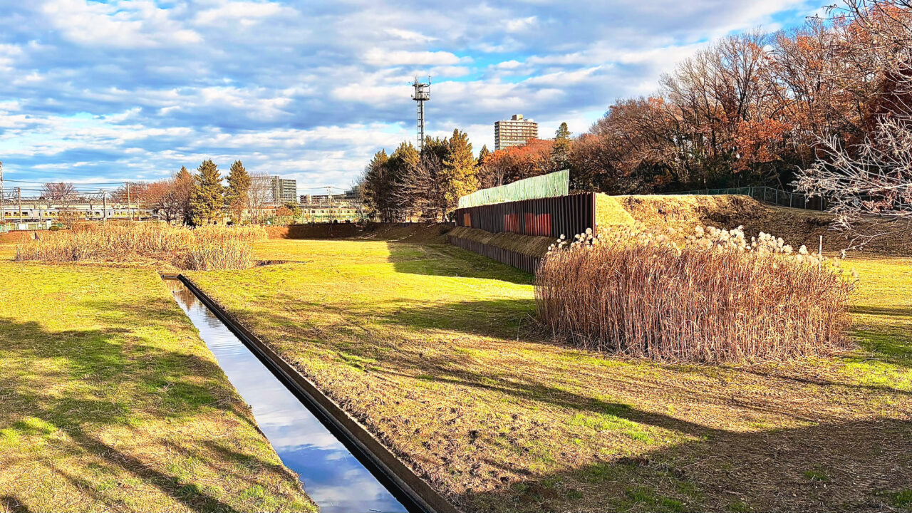 小手指の「砂川堀北野調整池」