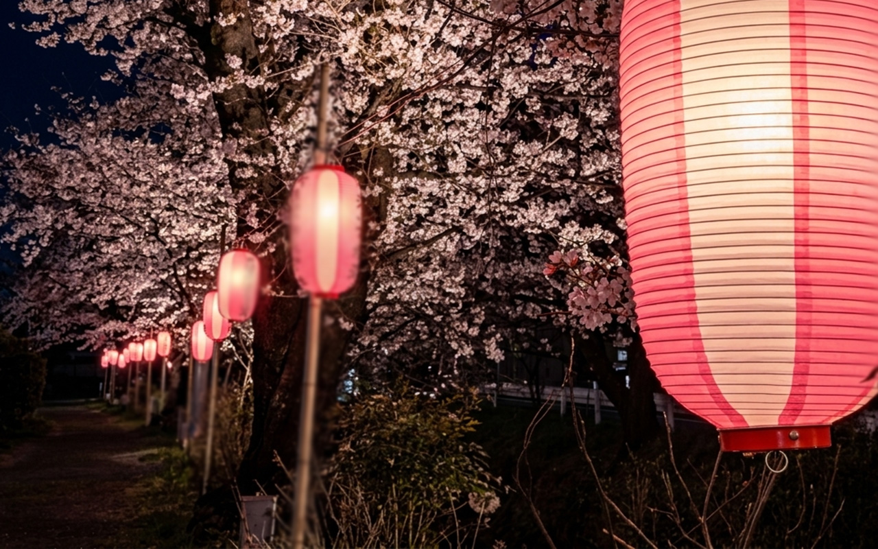 東川の夜桜