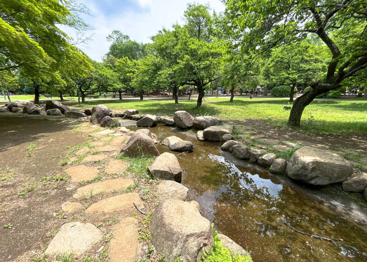 所沢航空記念公園の《むさしの川》と梅園